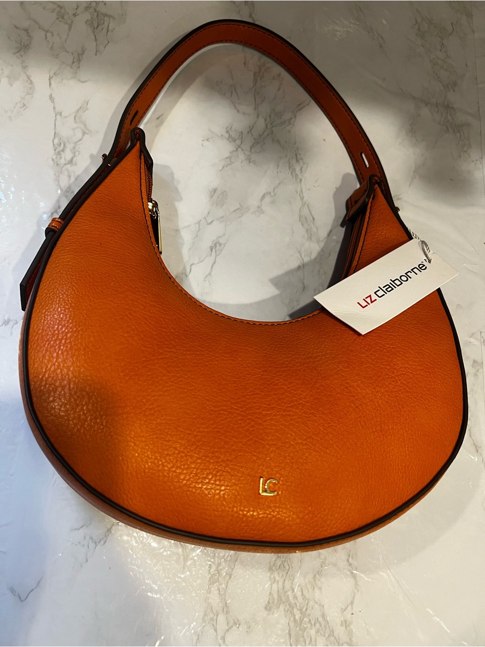 Liz Claiborne Orange Crescent Hobo Shoulder Bag